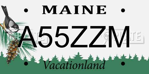 A55ZZM Maine License Plate