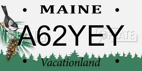 A62YEY Maine License Plate