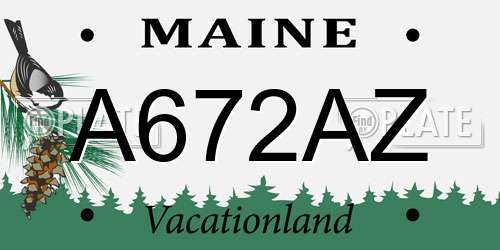 A672AZ Maine License Plate