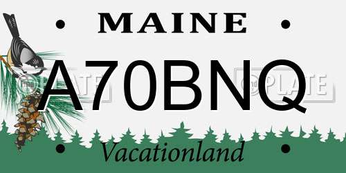 A70BNQ Maine License Plate