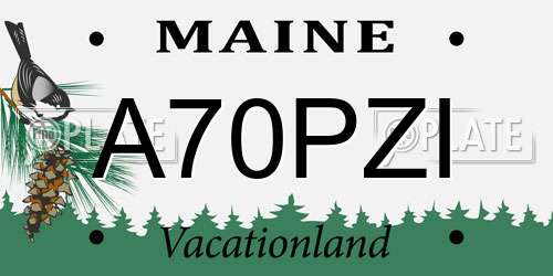 A70PZI Maine License Plate