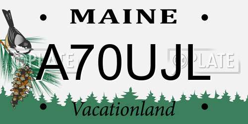 A70UJL Maine License Plate