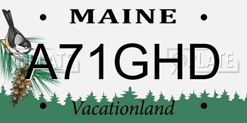 A71GHD Maine License Plate