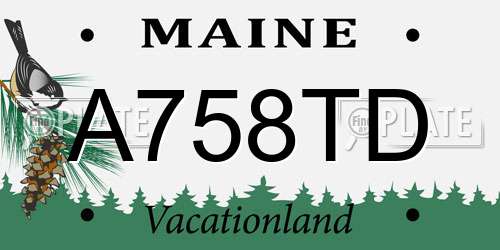 A758TD Maine License Plate