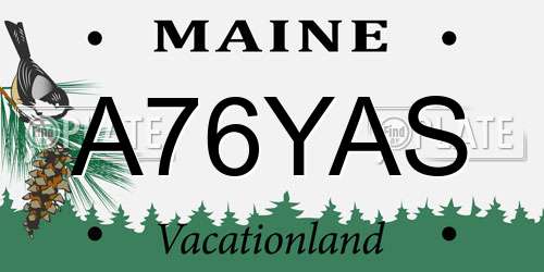 A76YAS Maine License Plate