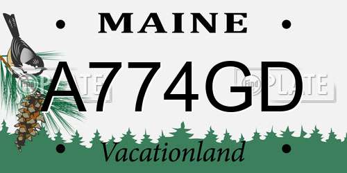 A774GD Maine License Plate