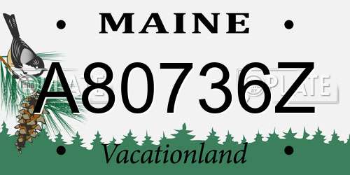 A80736Z Maine License Plate
