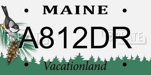 A812DR Maine License Plate
