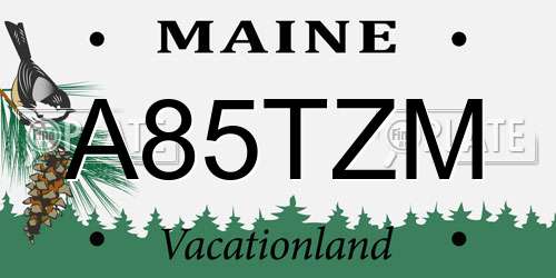 A85TZM Maine License Plate