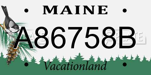 A86758B Maine License Plate