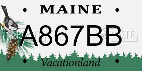 A867BB Maine License Plate