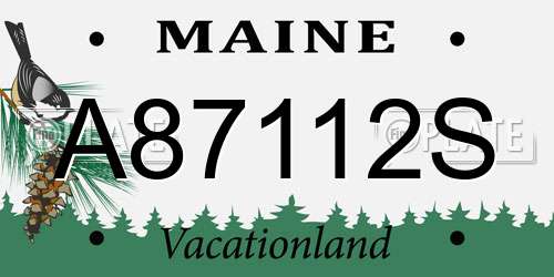 A87112S Maine License Plate