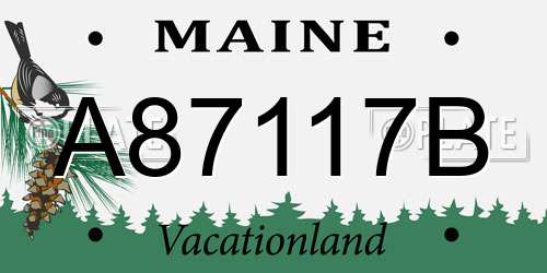 A87117B Maine License Plate
