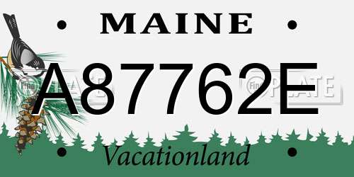 A87762E Maine License Plate