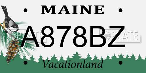 A878BZ Maine License Plate