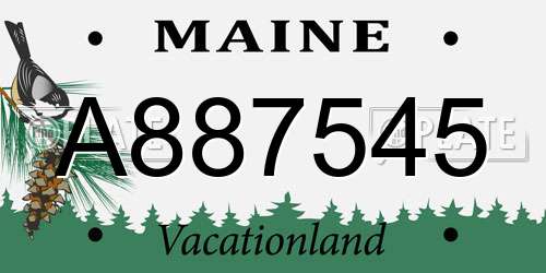A887545 Maine License Plate