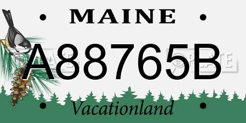 A88765B Maine License Plate