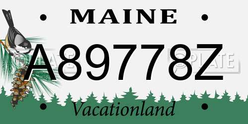 A89778Z Maine License Plate