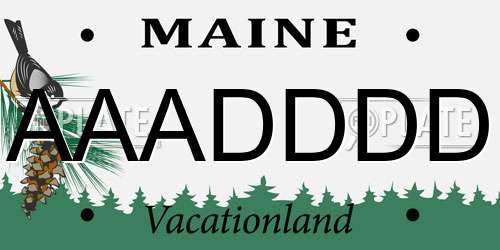 AAADDDD Maine License Plate