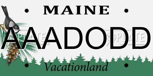 AAADODD Maine License Plate