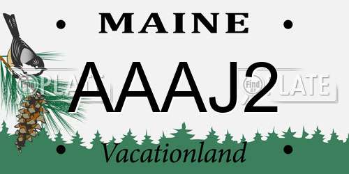 AAAJ2 Maine License Plate