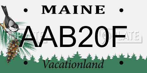AAB20F Maine License Plate