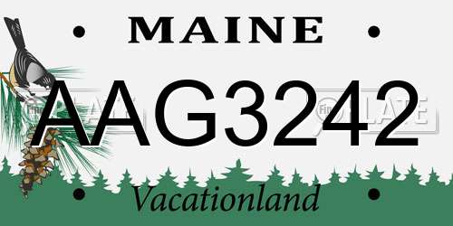 AAG3242 Maine License Plate