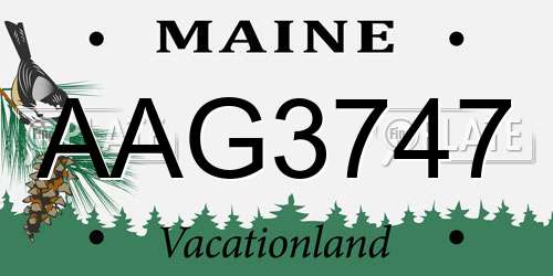 AAG3747 Maine License Plate