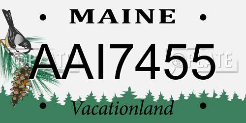 AAI7455 Maine License Plate