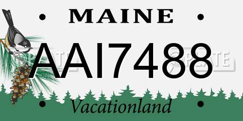 AAI7488 Maine License Plate