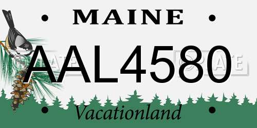 AAL4580 Maine License Plate