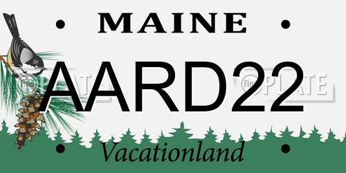 AARD22 Maine License Plate
