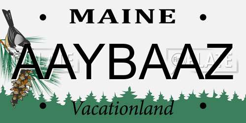 AAYBAAZ Maine License Plate