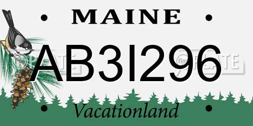AB3I296 Maine License Plate