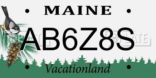 AB6Z8S Maine License Plate