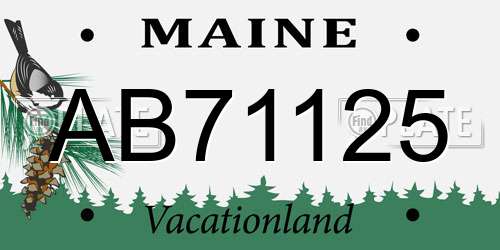 AB71125 Maine License Plate