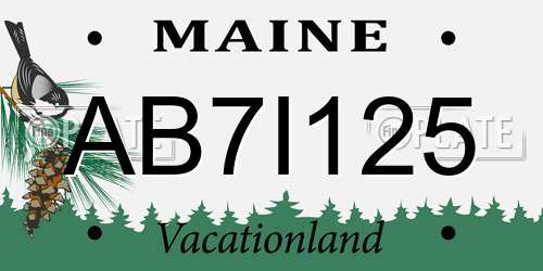 AB7I125 Maine License Plate