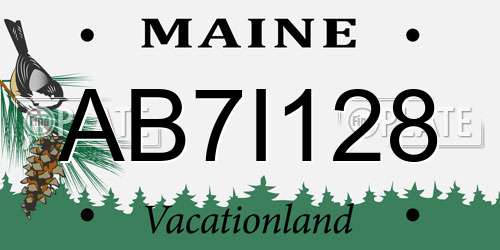 AB7I128 Maine License Plate