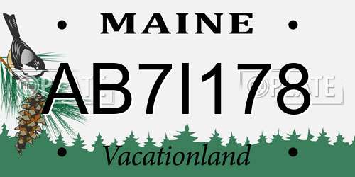 AB7I178 Maine License Plate