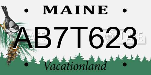 AB7T623 Maine License Plate