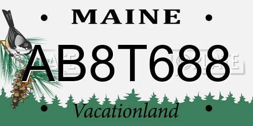 AB8T688 Maine License Plate
