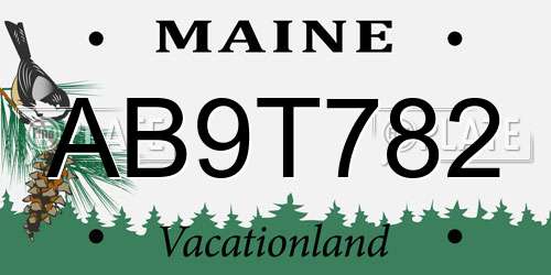 AB9T782 Maine License Plate