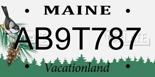 AB9T787 Maine License Plate