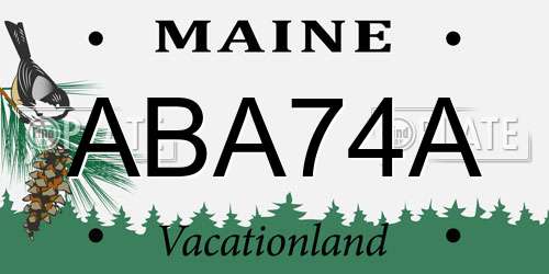 ABA74A Maine License Plate