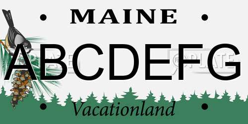 ABCDEFG Maine License Plate