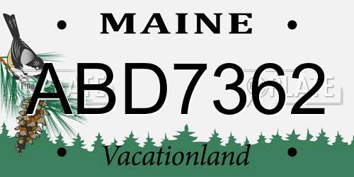 ABD7362 Maine License Plate