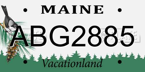 ABG2885 Maine License Plate