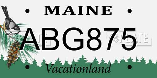 ABG875 Maine License Plate