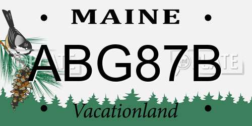 ABG87B Maine License Plate