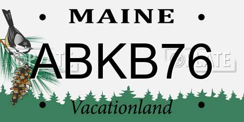 ABKB76 Maine License Plate